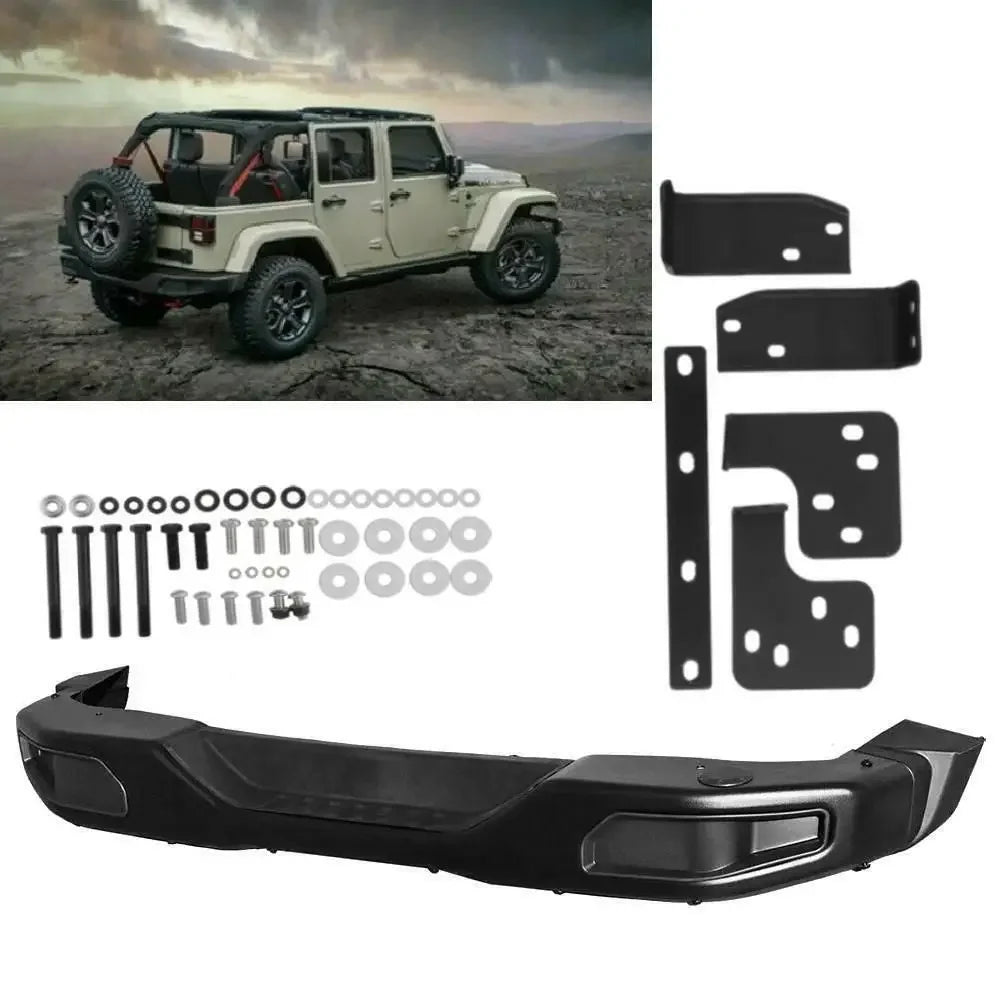 10th Anniversary Edition Style Black Texture Alloy Offroad Rear Bumper for 2007-2018 Jeep Mopar Wrangler JK Rubicon