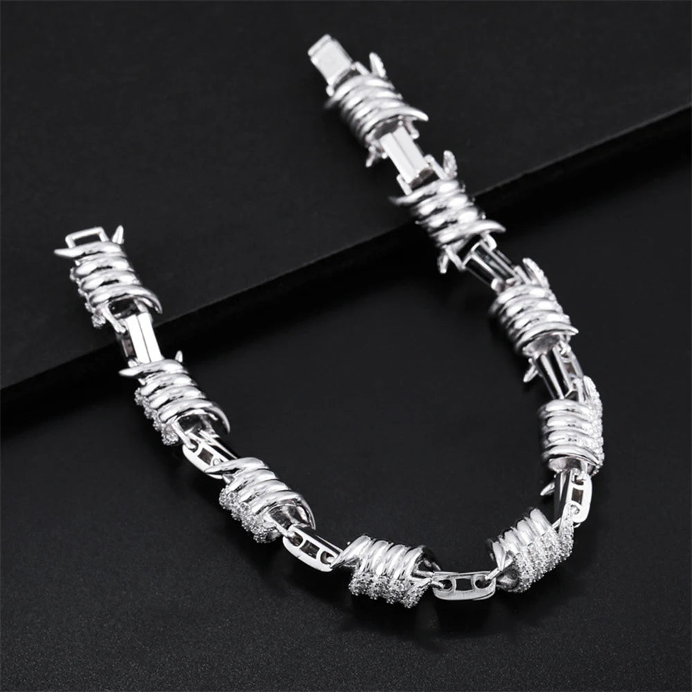 12.3mm Moissanite Chain Thorns Necklace For Men Women S925 Silver Iced Out Necklaces Pass Diamonds Tester With GRA Free Ship