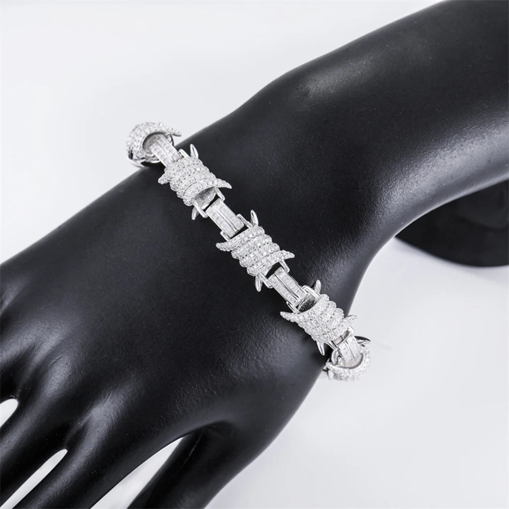 12.3mm Moissanite Chain Thorns Necklace For Men Women S925 Silver Iced Out Necklaces Pass Diamonds Tester With GRA Free Ship