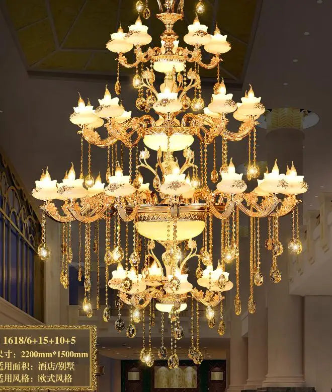 120CM Luxury Villa Crystal Chandeliers stair Lamp Led candle light European style Hotel Project Ceiling Chandelier led luminaire