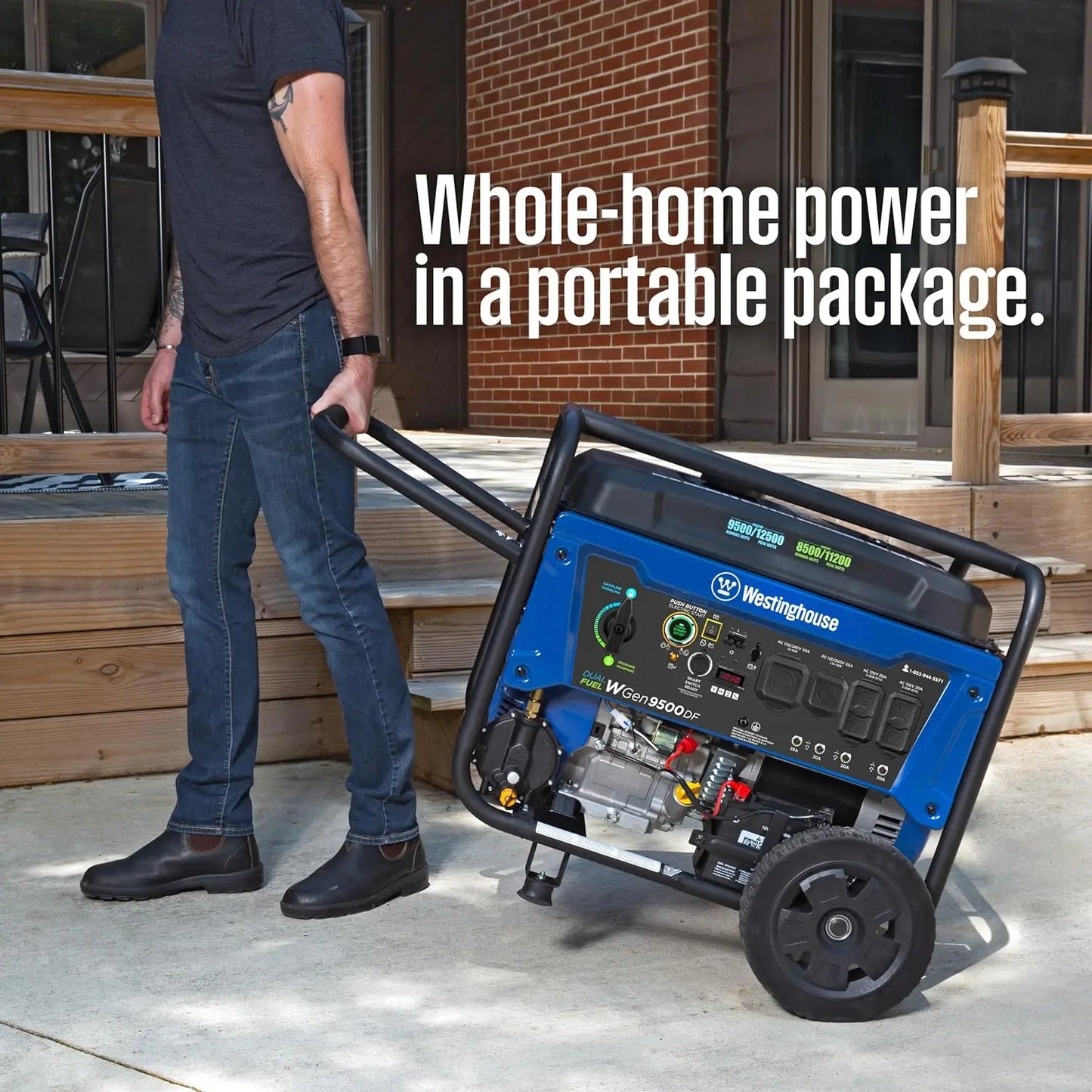 12500 Watt Dual Fuel Home Backup Portable Generator, Remote Electric Start, Transfer Switch Ready, Gas and Propane