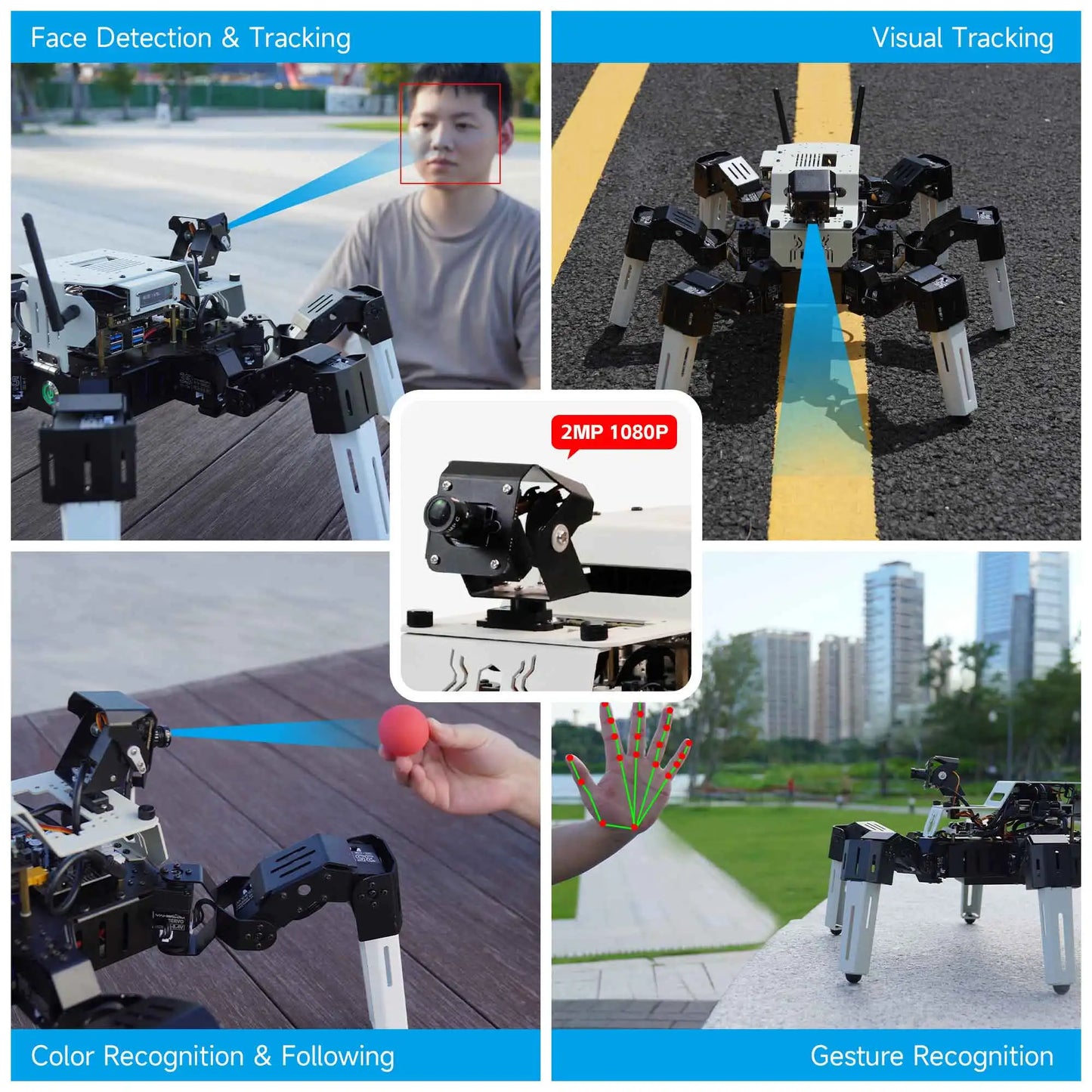 18DOF AI Intelligent Vision Recognition Hexapod Spider Robot Python Programming Education Kit for RaspberryPi 4B and Jetson Nano