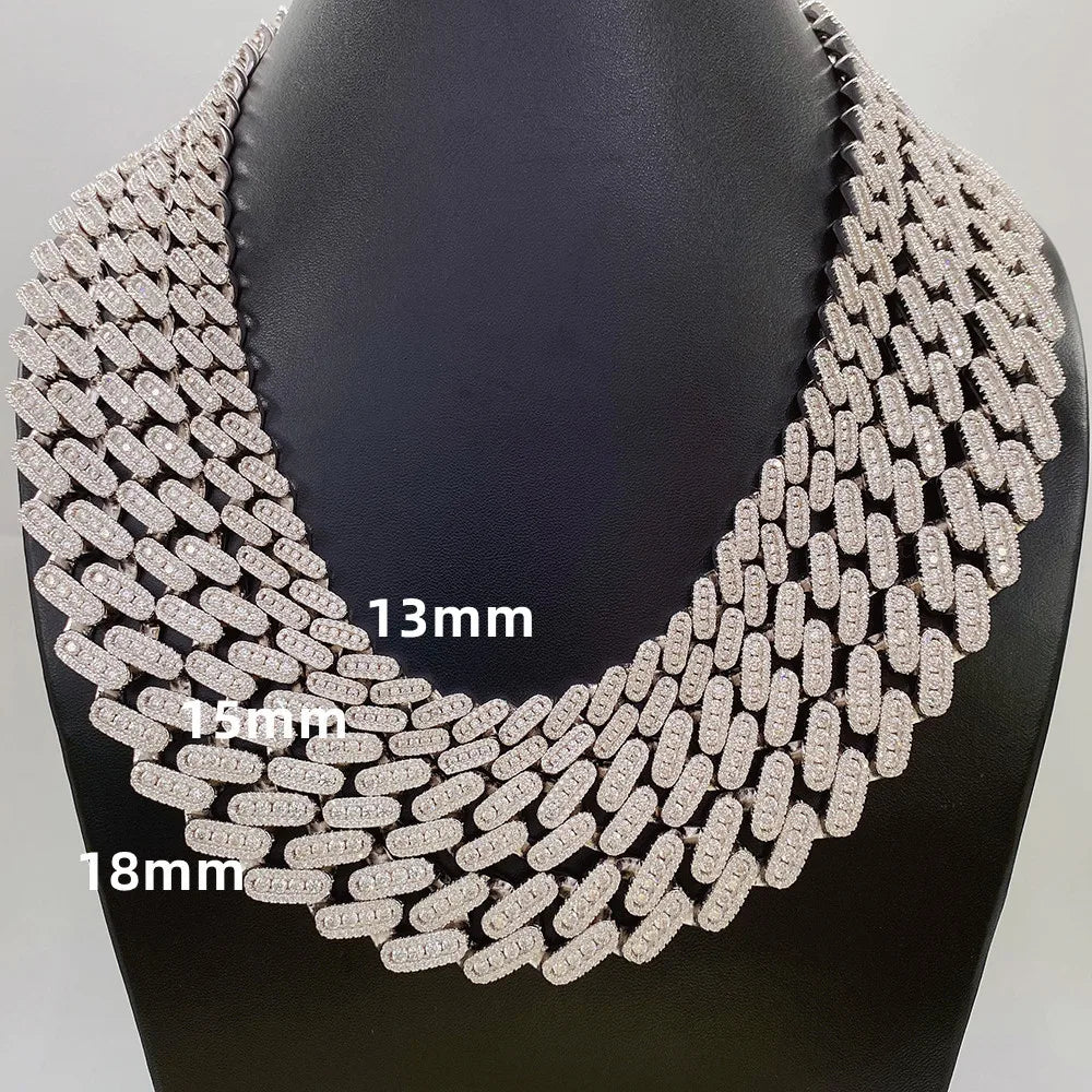 18mm vvs Moissanite Cuban Chain Iced Out Necklace For Men Women S925 Silver Necklaces Pass Diamonds Tester With GRA Free Ship