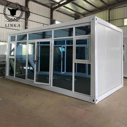 1Container mobile home custom glass curtain wall home villa sun room construction site mobile office box room