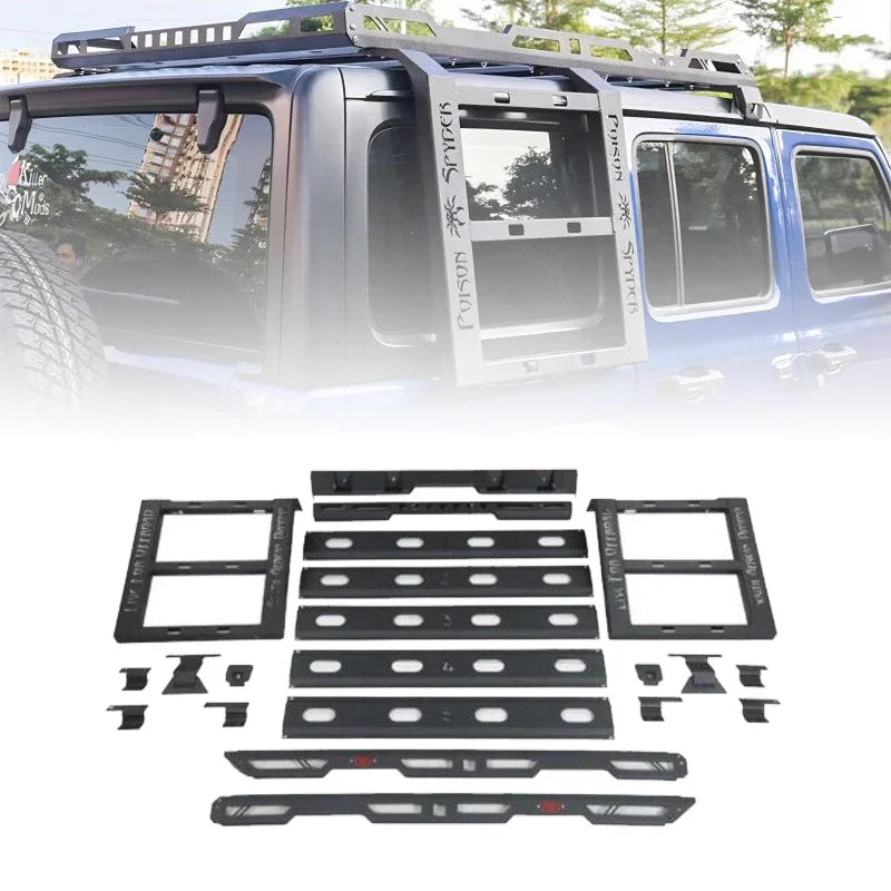 2/4 Doors Steel Roof Rack Cargo Basket with 2 Side Ladder for Jeep Wrangler JK JL 2007-2022