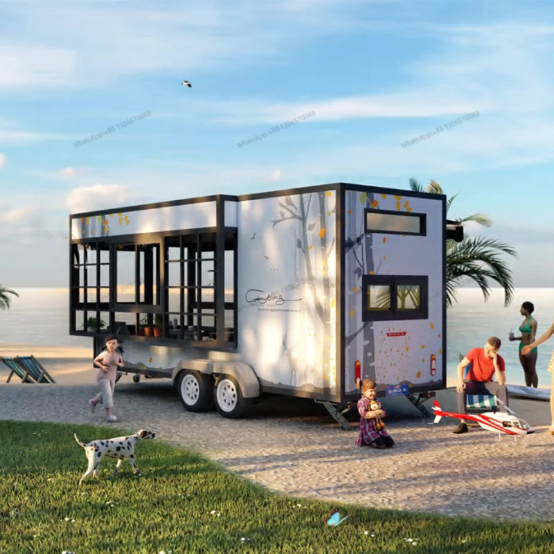 2 bedroom prefabricated mobile small house with wheels prefabricated micro residence