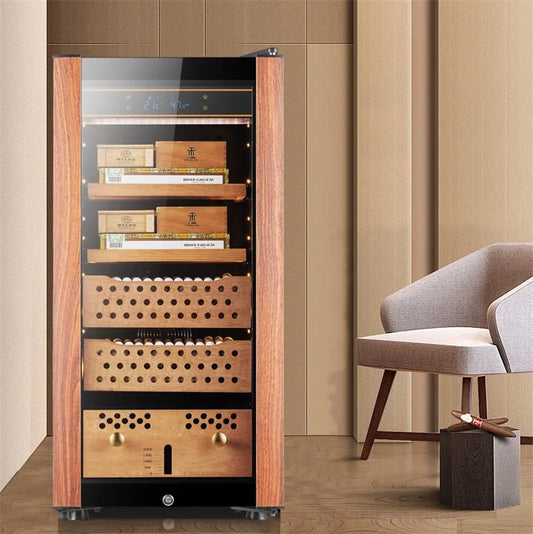 2021 New Cigar Cabinet Humidor Led Light Cooler Humidor Cabinet Spanish Cedar Wood Shelf Cigar Cooler Electric Humidor EC-028