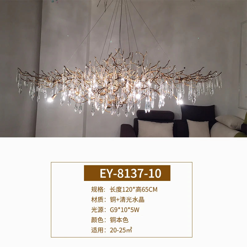 2021 New Post-Modern Light Luxury Crystal Chandelier Luxury Atmosphere Lamp in the Living Room Creative Villa