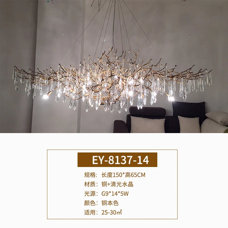 2021 New Post-Modern Light Luxury Crystal Chandelier Luxury Atmosphere Lamp in the Living Room Creative Villa
