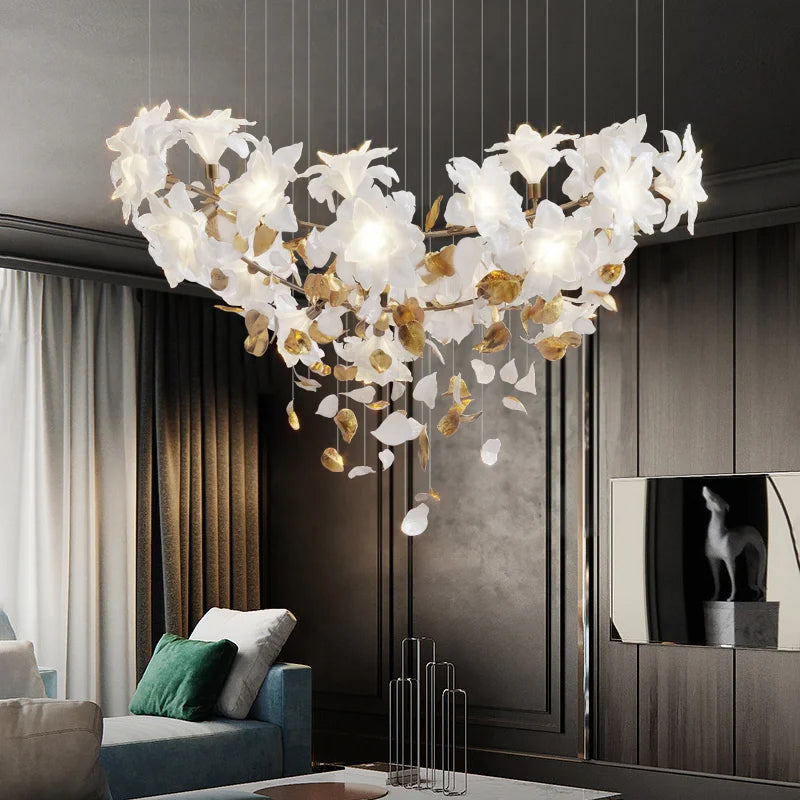 2023 Crystal Flower Chandelier Ceiling Chandelier Luxury Pendant Light for Bedroom Living Room Villa Home Decor Hanging Lighting