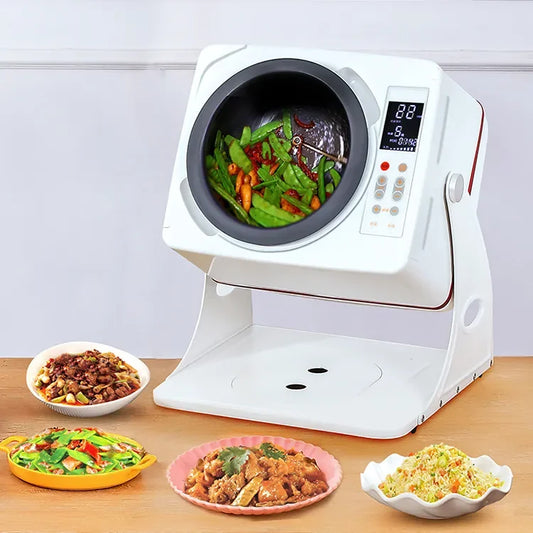 2024 220v/50hz 6L Vegetable Cooking Machine Commercial Automatic Canteen Large Intelligent Robot Drum Type Fried Rice Machine