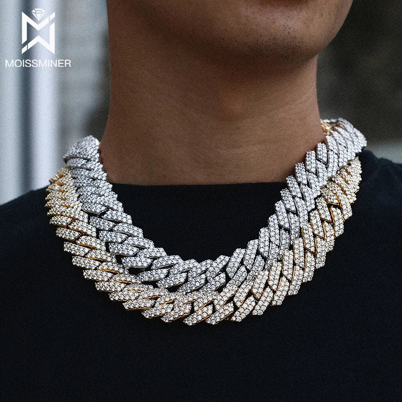 20mm Moissanite Cuban Link Chain S925 Silver Miami Chain Iced Out Necklace Real Diamond For Men Women High-End Jewelry