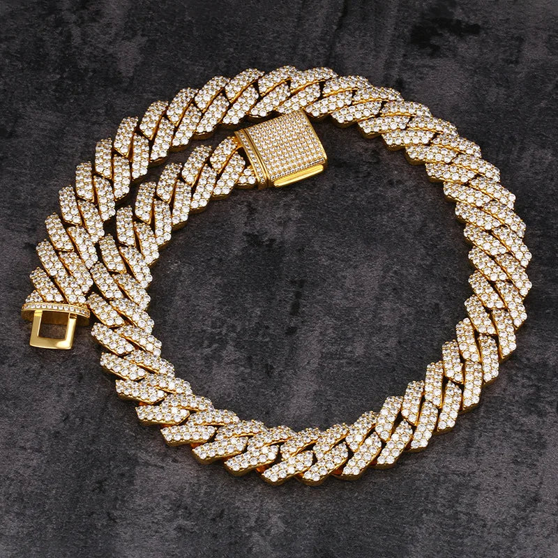 20mm Moissanite Cuban Link Chain S925 Silver Miami Chain Iced Out Necklace Real Diamond For Men Women High-End Jewelry