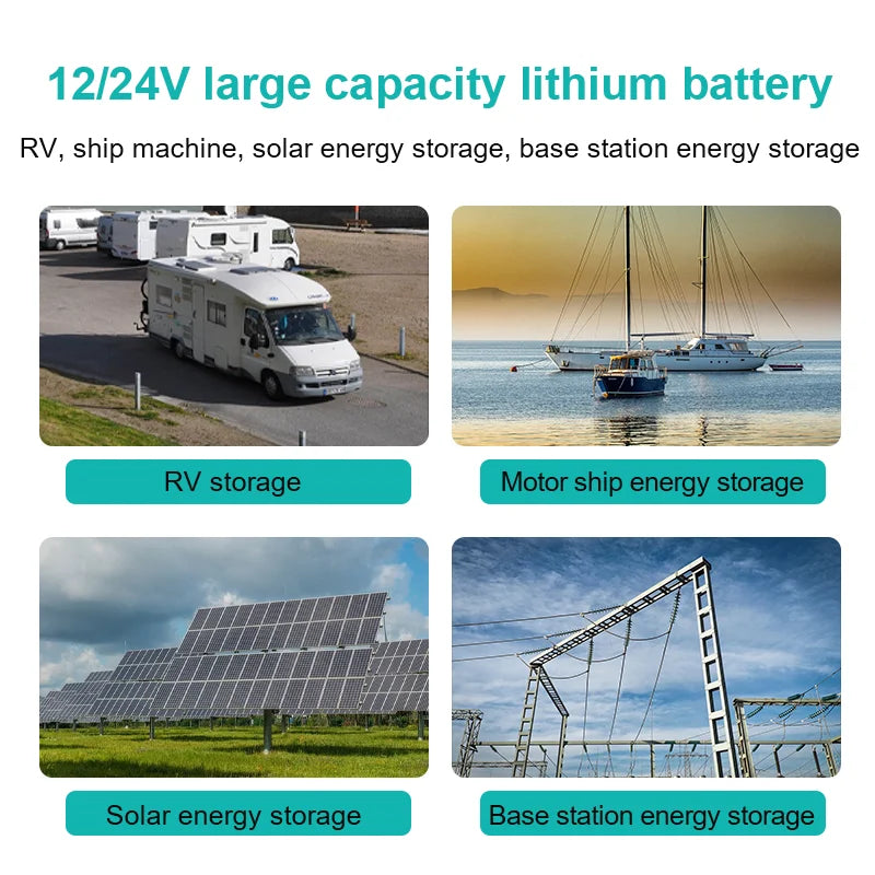 24V RV LiFePo4 Lithium Battery Outdoor Large Capacity 100AH 200AH 300AH 400AH 500AH 600AH 800AH Solar Charging