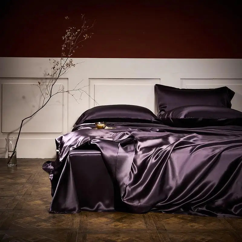 25 Momme Mulberry Silk Duvet Cover Queen King 4Pcs Top Grade Luxury Silk Silver Golden 1 Bed Sheet 1 Duvet Cover 2 Pillow Shams