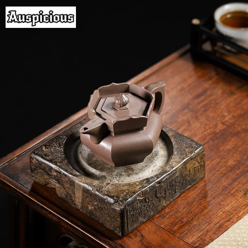 250ml High Quality Purple Clay Teapot Handmade Monk Hat Pot Raw Ore Graphite Mud Teapot Beauty Kettle Tea Set Tea Ceremony Gift