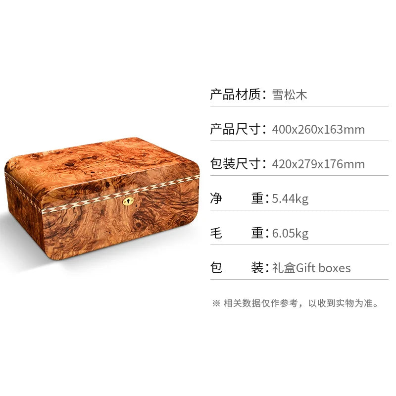 400x260x163mm Cedar Wood Cigar Humidor Professional Capacity 50 Cigarettes Storage Case Piano Paint Cigar Cabinet Cool Gift Box