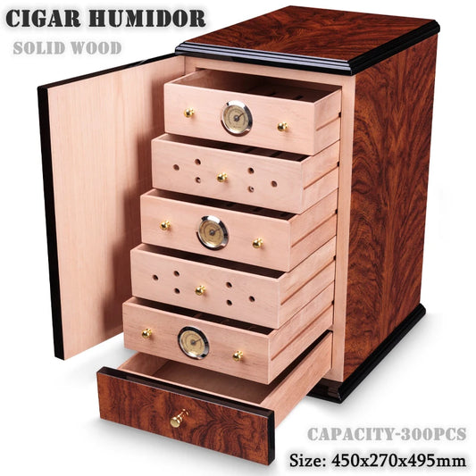450x270x495mm Solid Wood Cigar Humidor Large-capacity 300 Cedar Wood Multi-layer Professional Mellow Cigarettes Humidor Cabinet