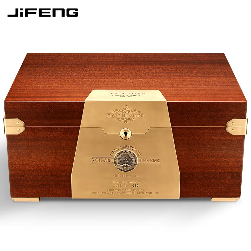 450x320x210mm Cedar Wood Cigar Humidor JIFENG Large-Capacity 150 Cigar Case Professional Solid Wood Paint 2-Layer Storage Box