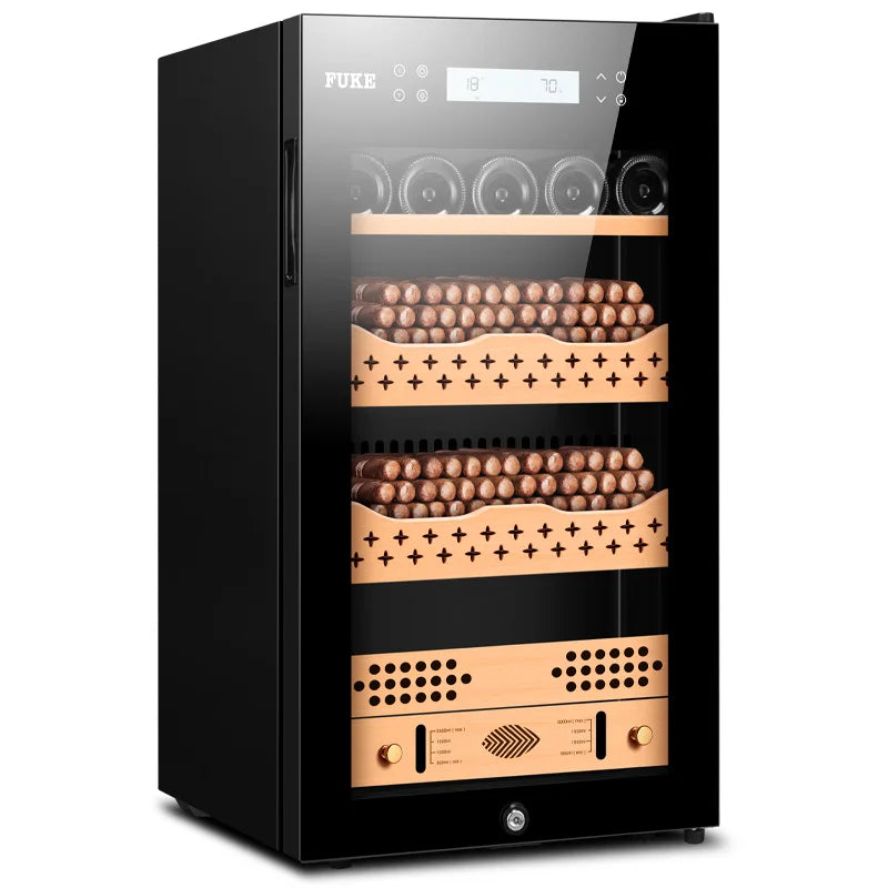 480x470x855mm Cigar Cabinet FK-28C Capacity 300-400 Black Cigar Humidor Intelligent Temperature Control Moisturizer Wine Storage