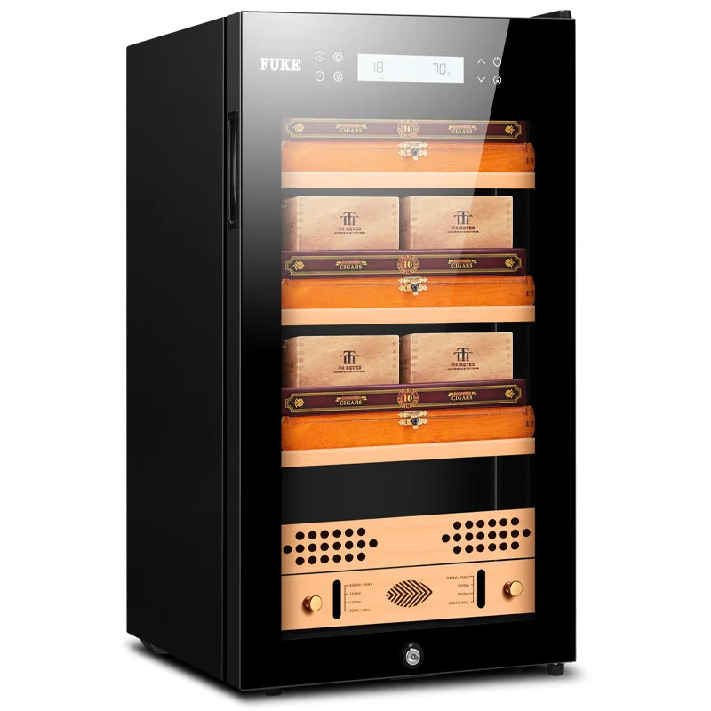480x470x855mm Cigar Cabinet FK-28C Capacity 300-400 Black Cigar Humidor Intelligent Temperature Control Moisturizer Wine Storage