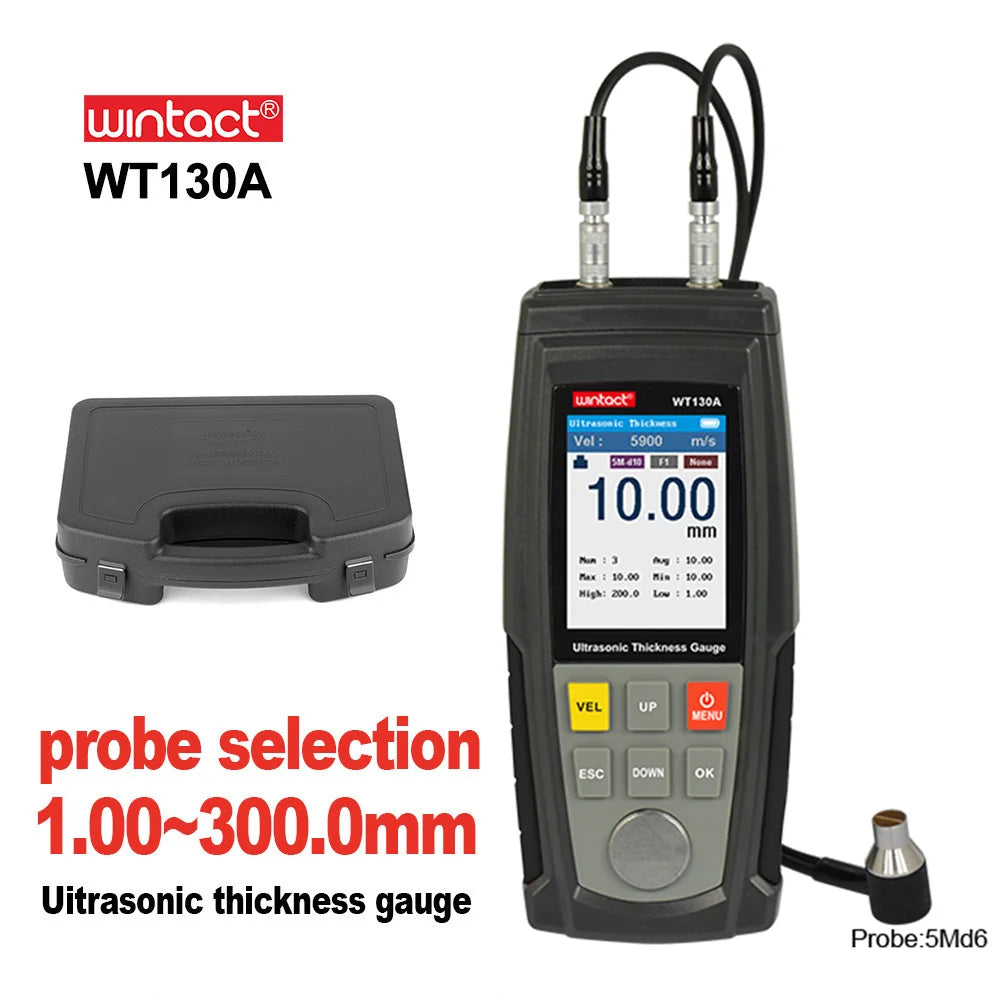 5PCS WT130A WINTACT Ultrasonic Thickness Gauge Meter Digital Width Measuring Instruments 1.00-300.0mm High Precision Thick Gauge