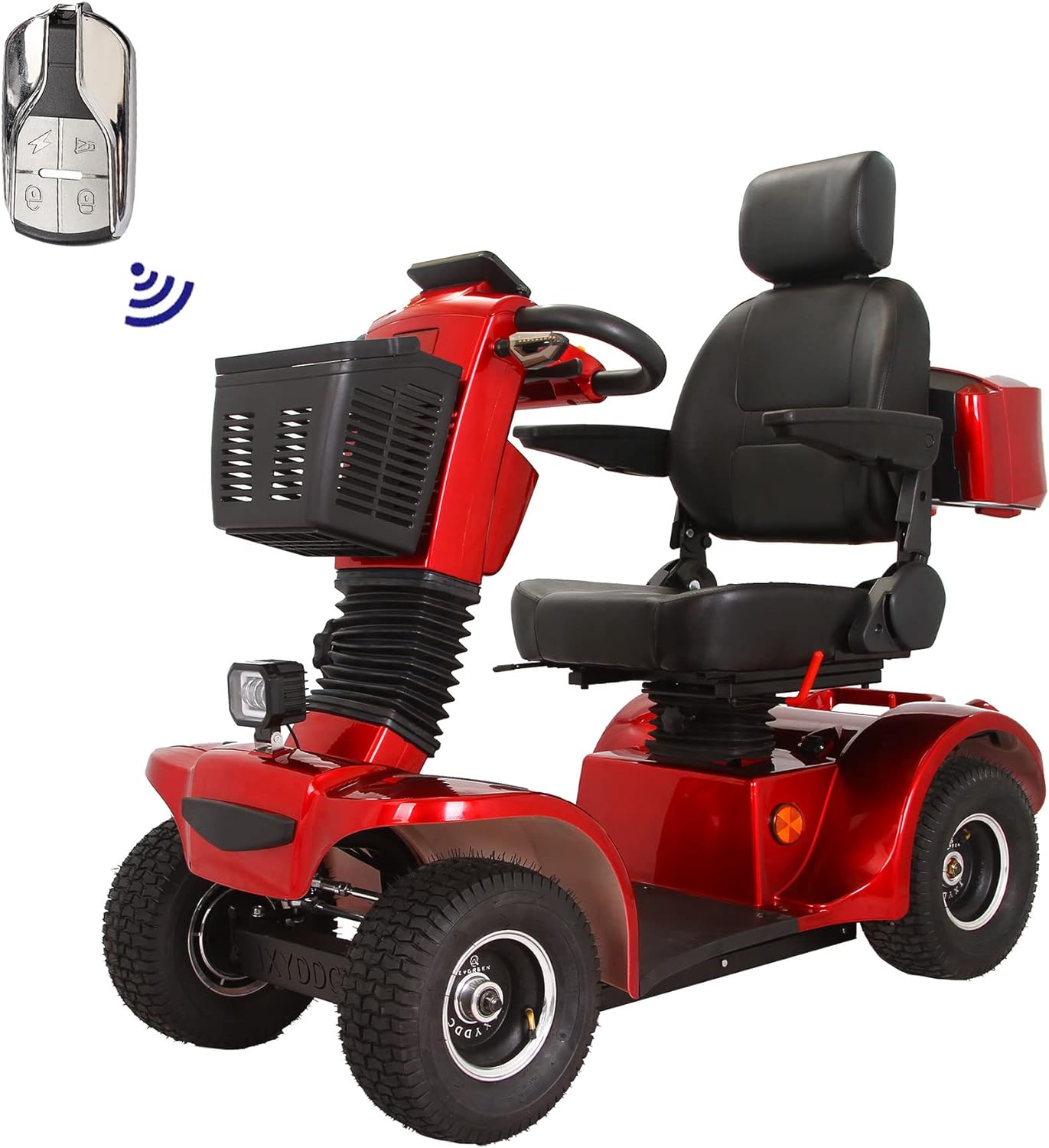 Xmatch Mobility Scooters for Adults & Seniors, Heavy Duty 4-Wheel Medical Electric Powered Wheelchair Device, Elderly-Rear Box 360 Degree Adjustable Seat (Red)