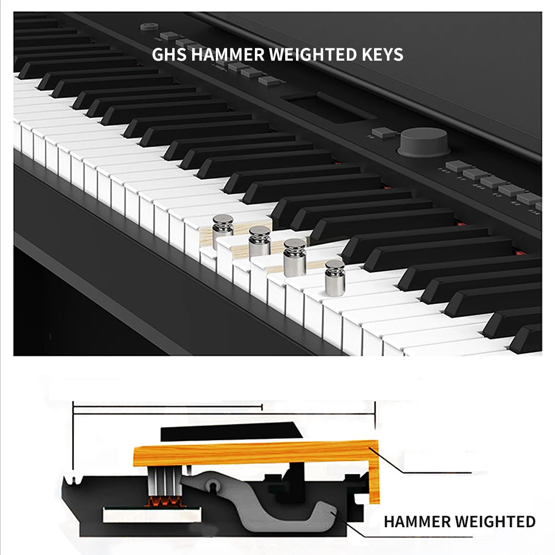 88 Hammer Weighted Keys Musical Keyboard Piano Instrument USB Midi Electronic Digital Synthesizer