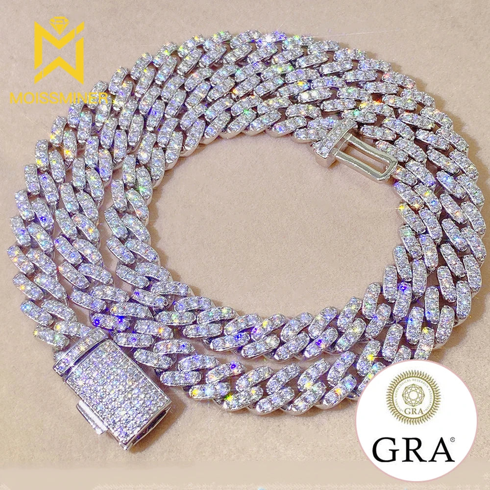 8mm D color Moissanite Cuban Chain Necklaces S925 Silver Choker for Women Men Pass Diamonds Tester With GRA Free Shipping