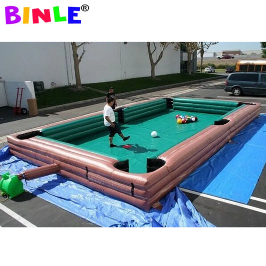 9x6m Outdoor Or Indoor Giant Inflatable Snooker Football Pool Table Human Soccer Billiards Sports Field For Coporate Events Game