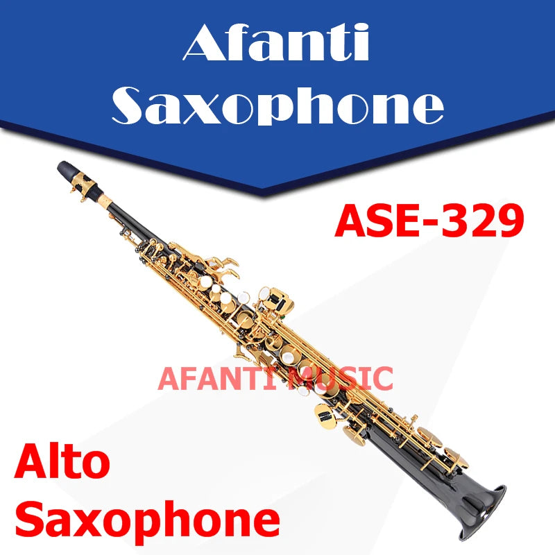 Afanti Music Bb tone / Brass body / Black Nickel Gold Soprano Saxophone (ASE-329)