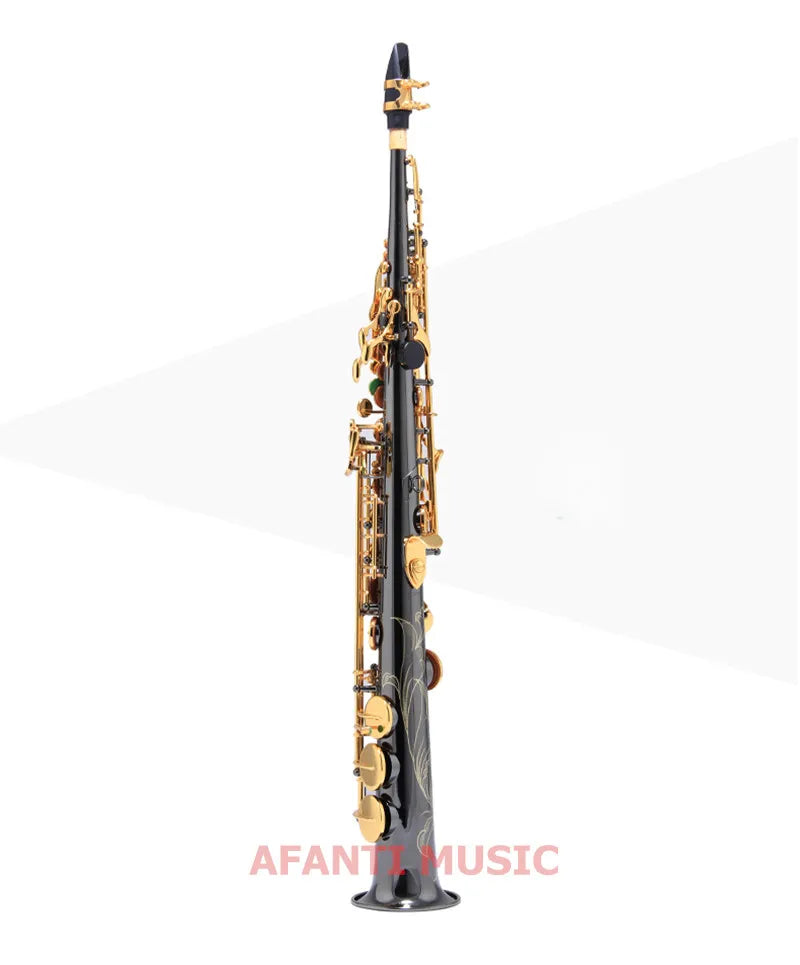 Afanti Music Bb tone / Brass body / Black Nickel Gold Soprano Saxophone (ASE-329)