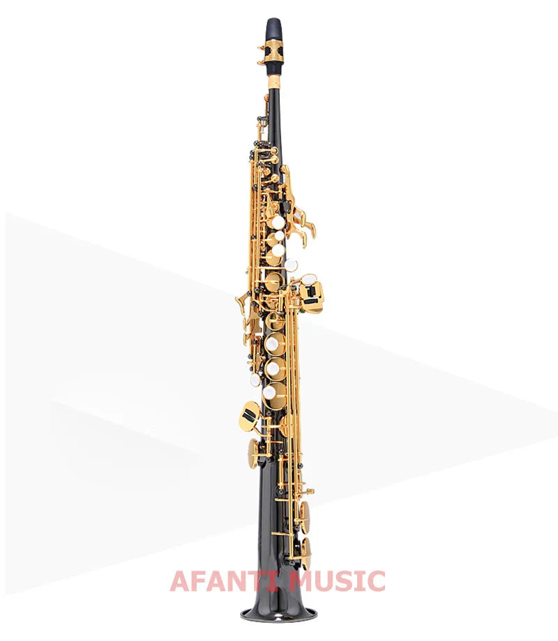 Afanti Music Bb tone / Brass body / Black Nickel Gold Soprano Saxophone (ASE-329)