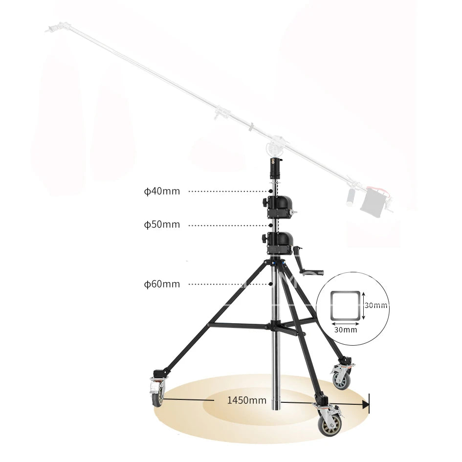 Alumotech Load 40KG Heavy Lifting Tripod Stand With Wheels For Professional Photography Film Studio Equipment.