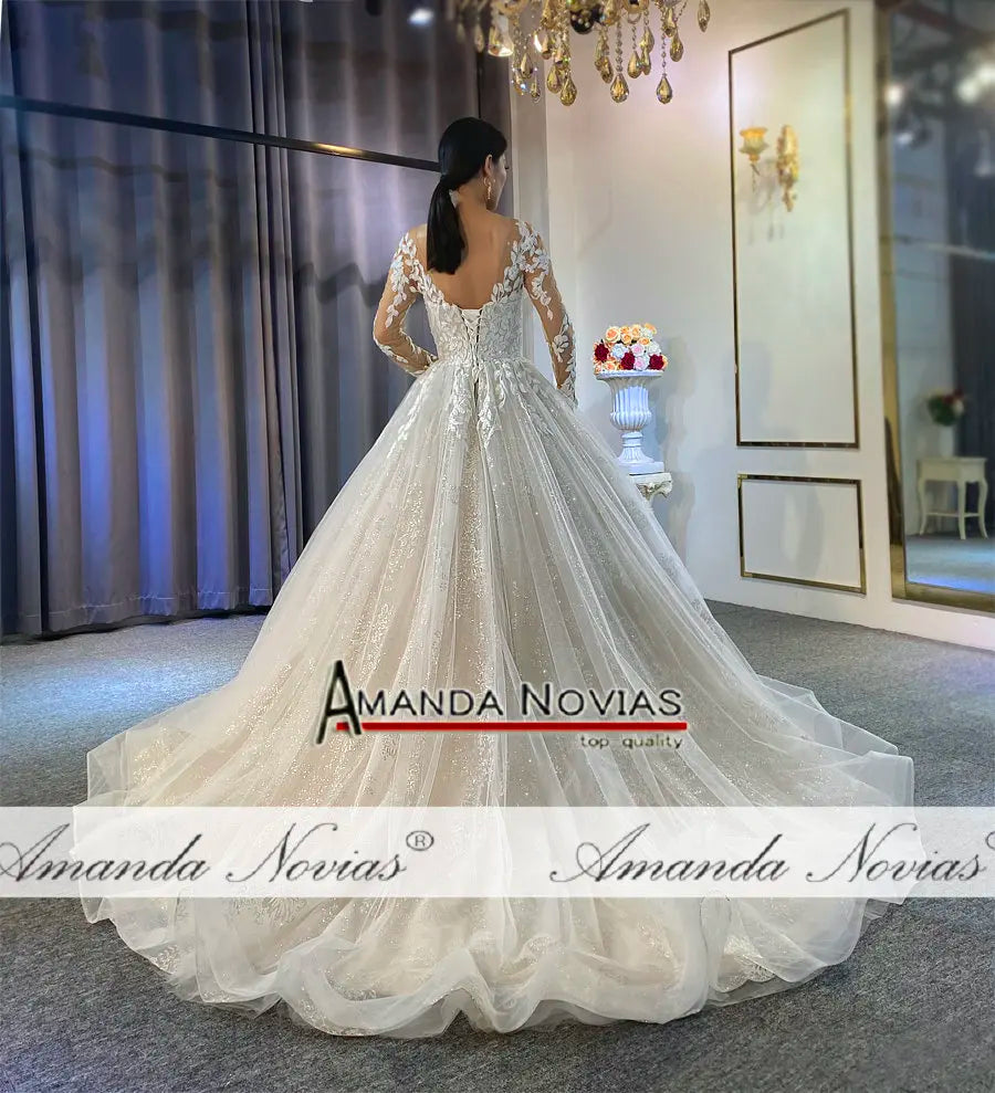 Amanda Novias lace long sleeves beach style wedding dress custom order