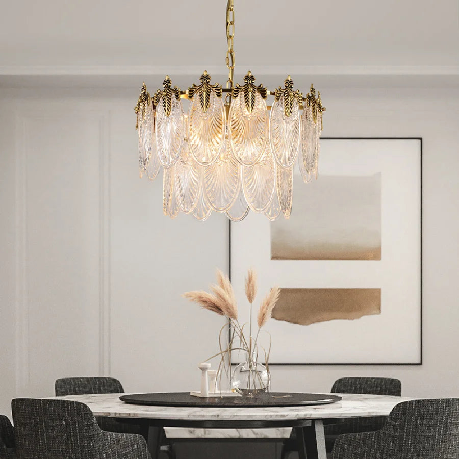 American Copper Luxury LED Chandelier Lighting Dining Living Room Glass Hanging Lamp Postmodern Bedroom Villa Lobby Home Fixture