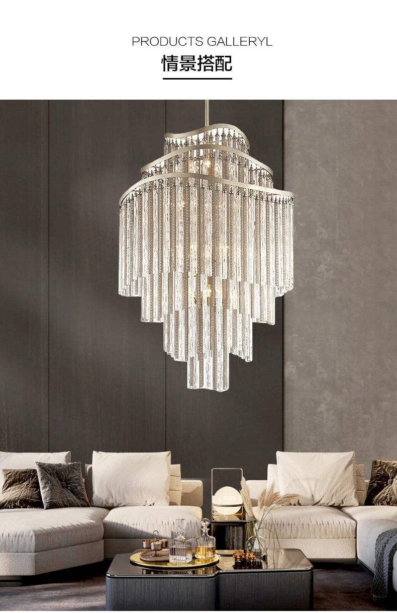 American Tassels Crystal Chandeliers Lights Fixture European Classic Luxurious Chandelier Bedroom Villa Home Hotel Indoor Lamps