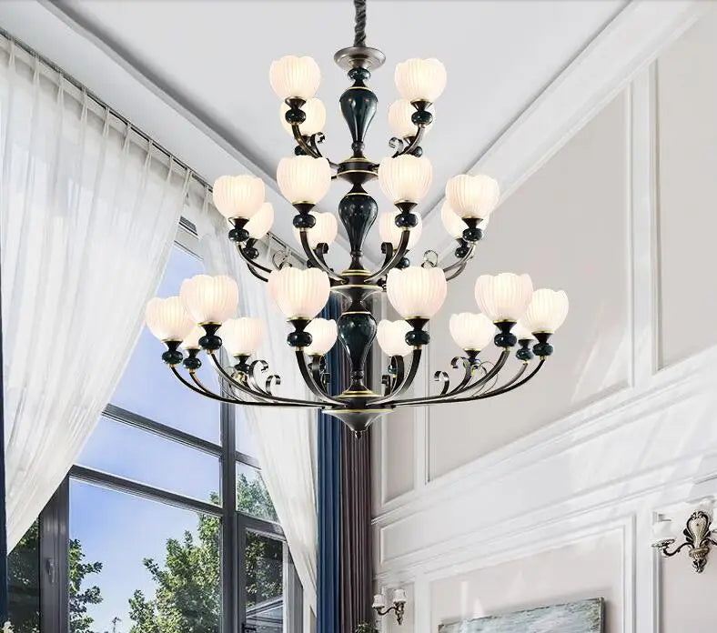 American lamp living room lamp country villa bedroom dining room wrought iron light luxury rural chandelier