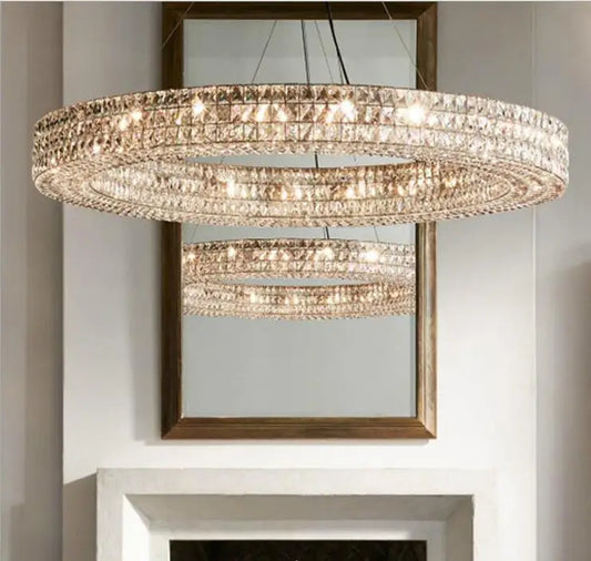 American living room crystal chandelier postmodern round luxurious personality creative restaurant villa soft chandelier