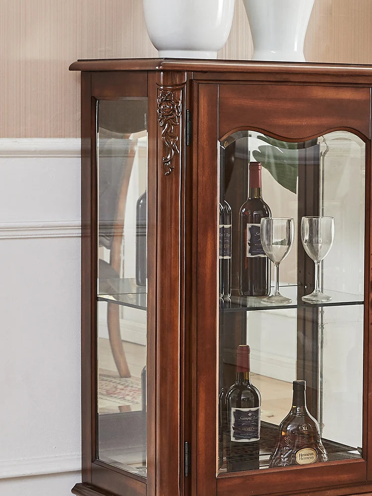 American style wine cabinet, wall decoration cabinet, solid wood living room, dining cabinet, European style display cabinet