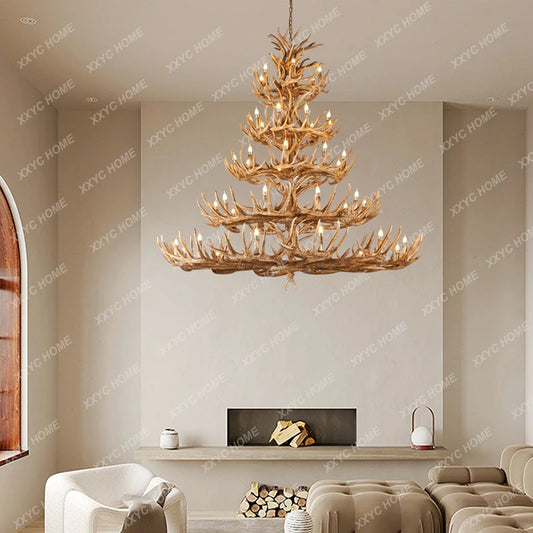 Antlers Chandelier American Retro Dining Room/Living Room Personalized Villa Engineering Lamps