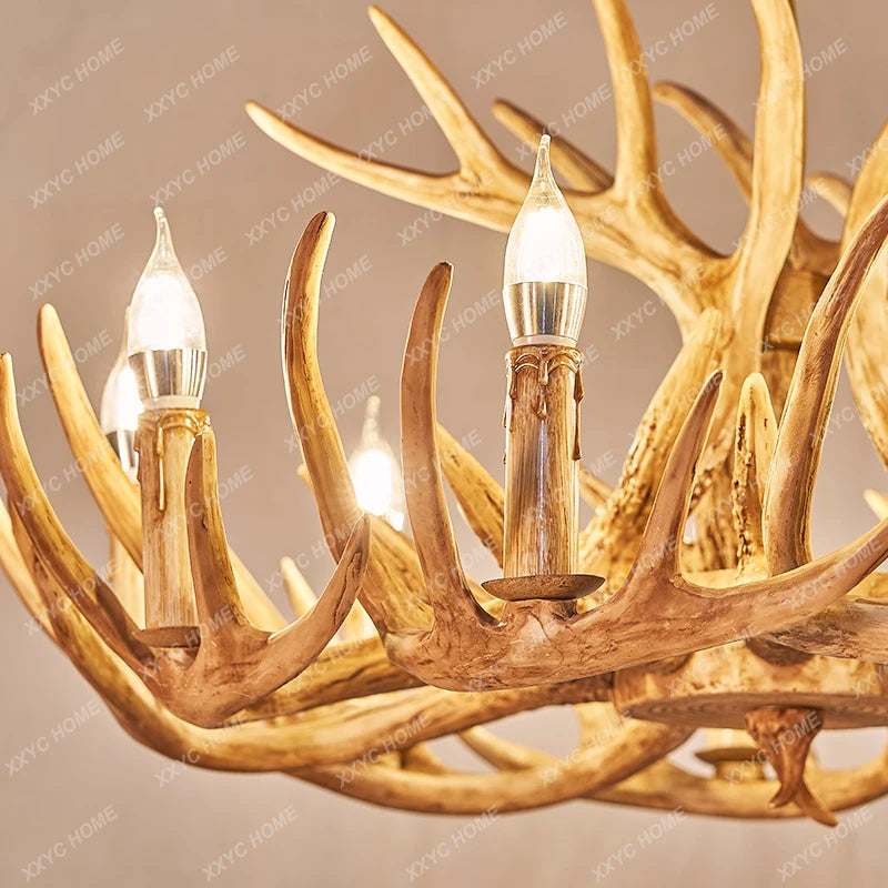 Antlers Chandelier American Retro Dining Room/Living Room Personalized Villa Engineering Lamps