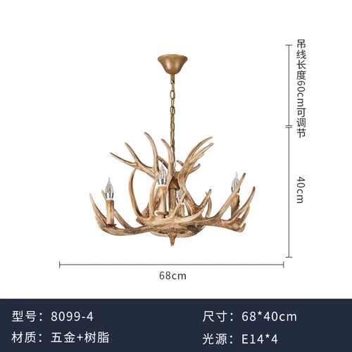 Antlers Chandelier American Retro Dining Room/Living Room Personalized Villa Engineering Lamps