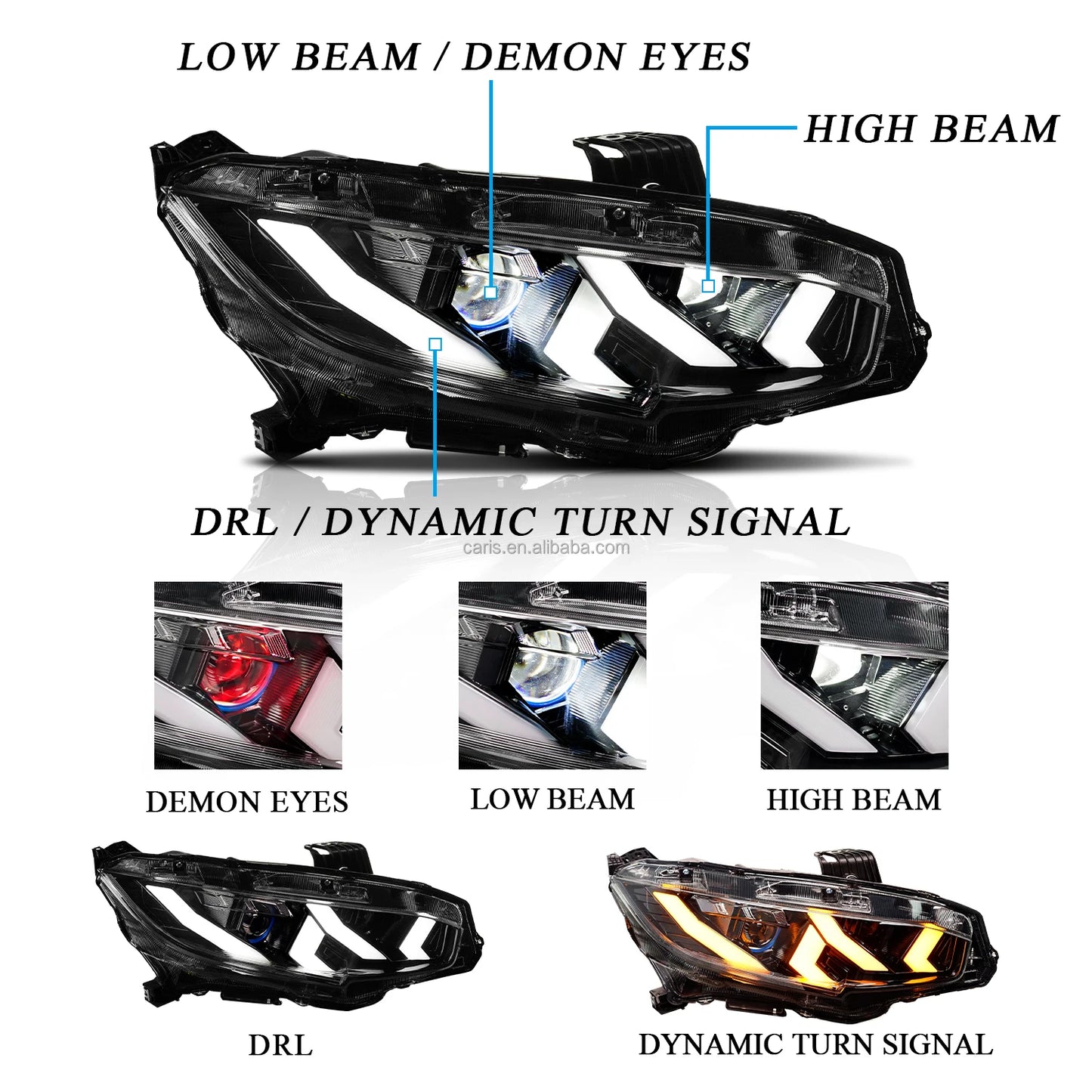 Archaic 2016-2020 for  hatchabck headlights For civic full led headlamp sedan with DRL plug&play Lamborghini design