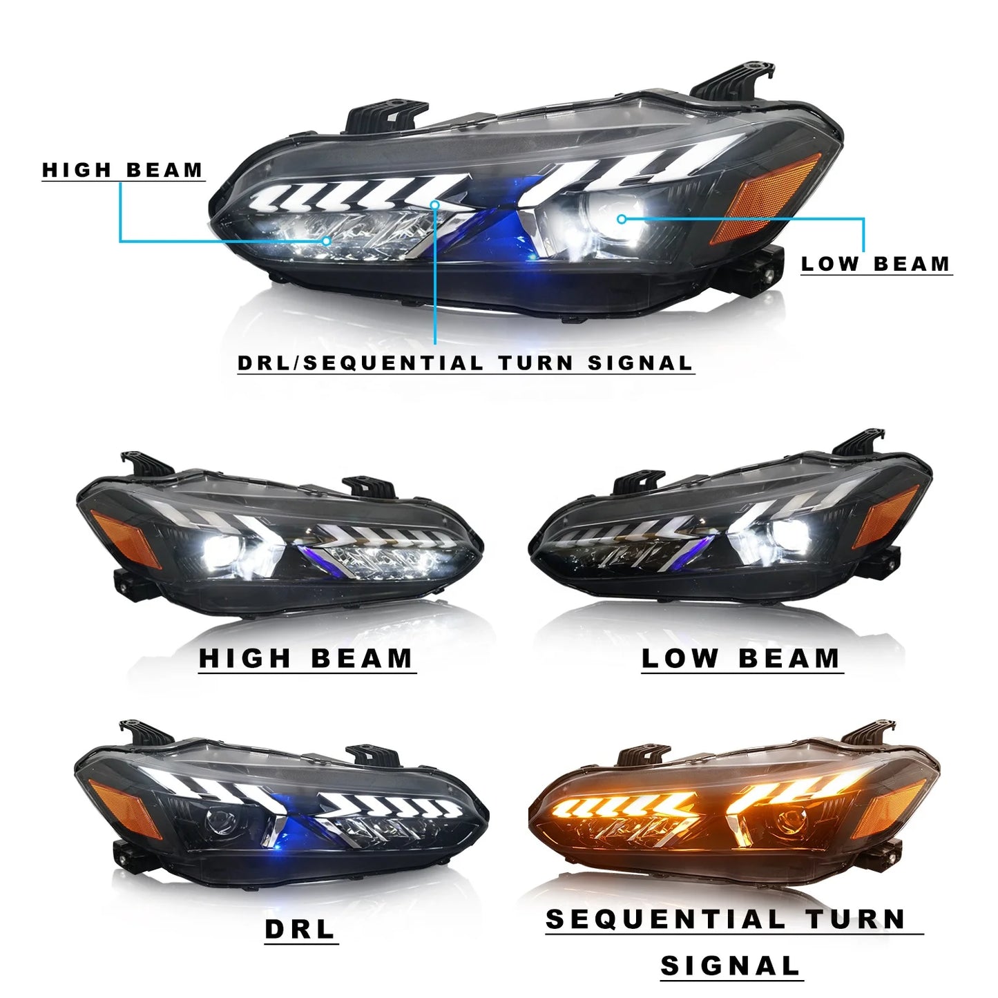 Archaic LED Headlights for 2021-2023 11th Gen Headlight with Sequential LED Head Light Headlamp