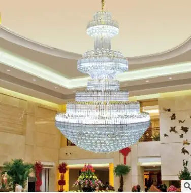 Atmospheric complex floor crystal chandelier Louzhong building hollow villa living room staircase hall LED light three-layer Eur