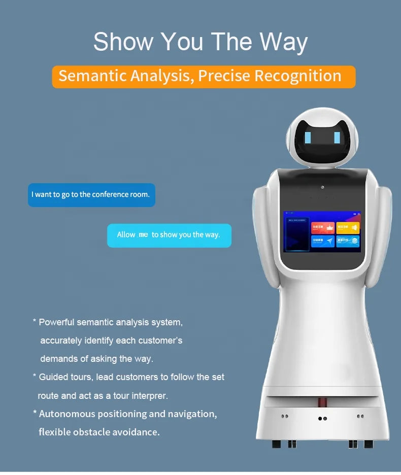 Automatic Charge Intelligent Robot Smart Catering Hotel Reception Serving Humanoid