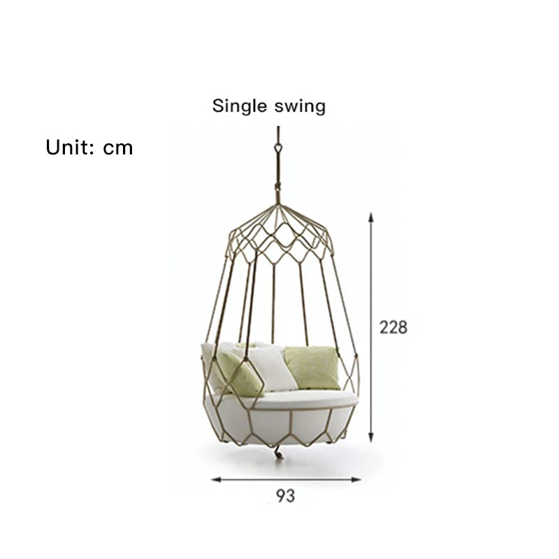 Balcony Hanging Basket With Curtain Outdoor Nordic Swing Chair Courtyard Villa Leisure Double Sofa Furniture Combination White