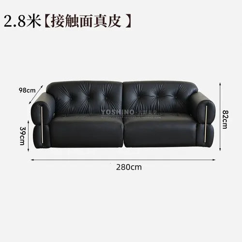 Black leather sofa small apartment living room big black cow