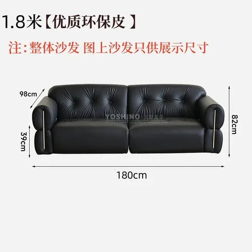 Black leather sofa small apartment living room big black cow